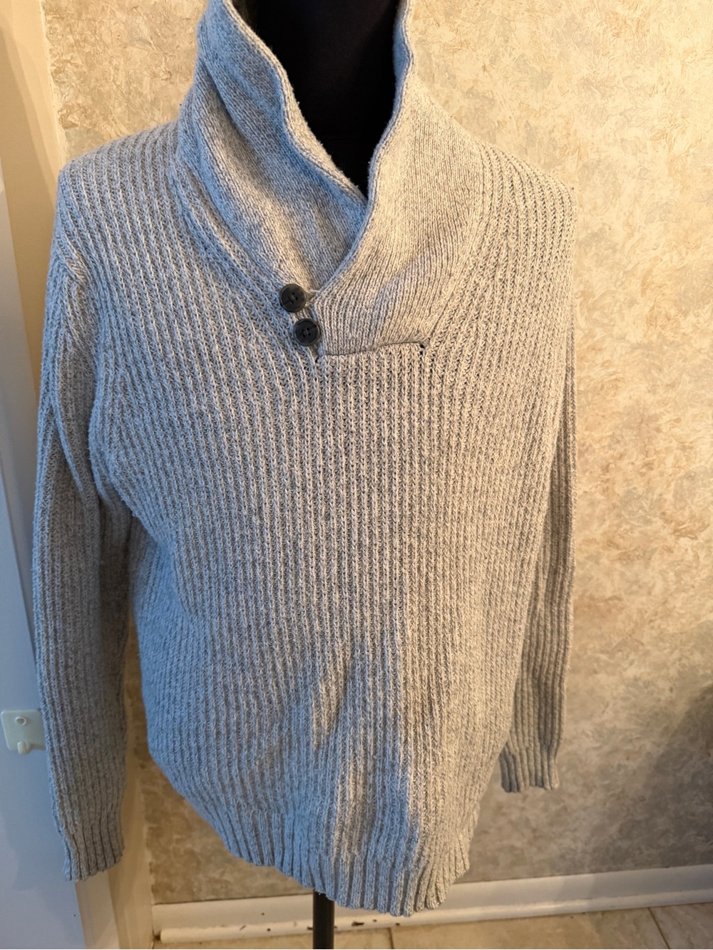 St. John’s bay Men's Shawl Collar Ribbed Sweater - Gray
